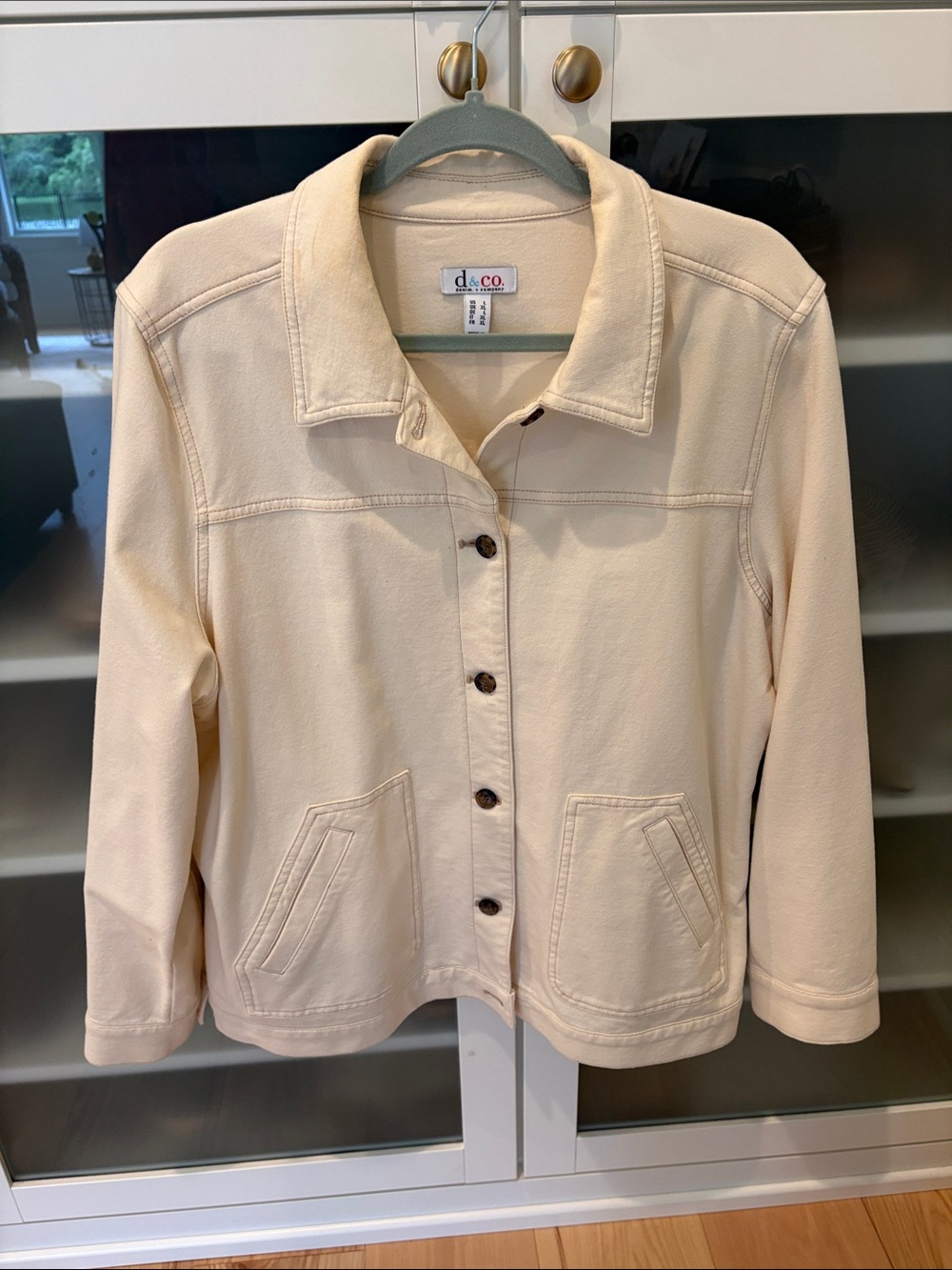 d.co Cream Button-Front Jean Jacket for Women